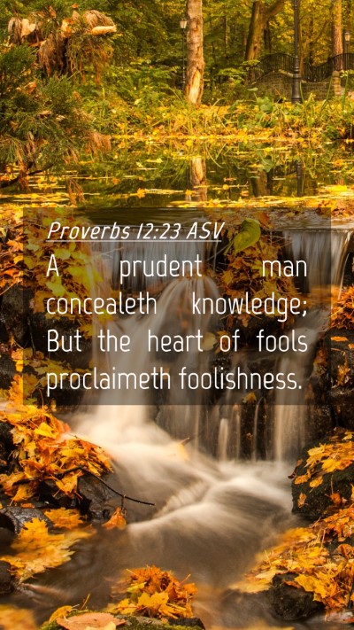 Picture 04 - Proverbs 12:23 ASV Mobile Phone Wallpaper - A prudent man concealeth knowledge; But the heart - Mobile Bible Verse Wallpaper