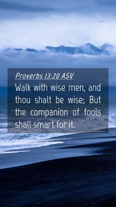 Picture 04 - Proverbs 13:20 ASV Mobile Phone Wallpaper - Walk with wise men, and thou shalt be wise; But - Mobile Bible Verse Wallpaper