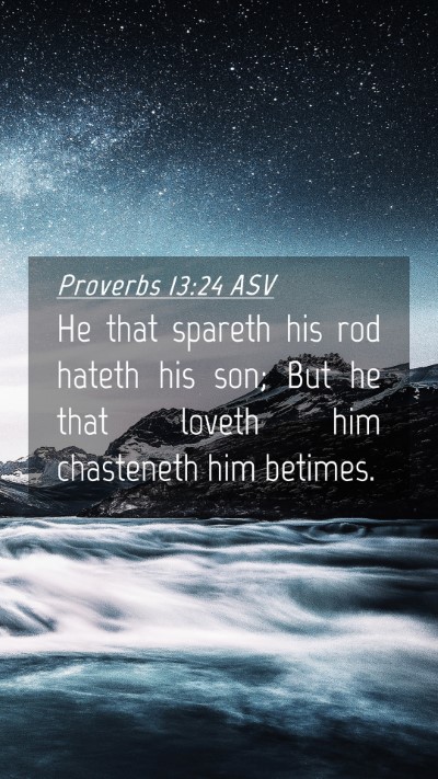 Picture 04 - Proverbs 13:24 ASV Mobile Phone Wallpaper - He that spareth his rod hateth his son; But he - Mobile Bible Verse Wallpaper