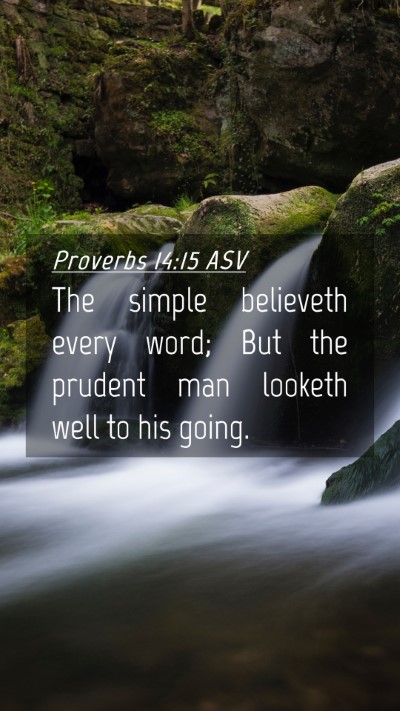 Picture 04 - Proverbs 14:15 ASV Mobile Phone Wallpaper - The simple believeth every word; But the prudent - Mobile Bible Verse Wallpaper