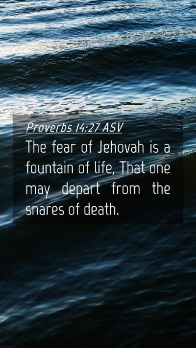 Picture 04 - Proverbs 14:27 ASV Mobile Phone Wallpaper - The fear of Jehovah is a fountain of life, That - Mobile Bible Verse Wallpaper