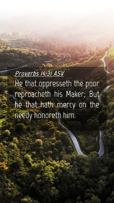 Picture 04 - Proverbs 14:31 ASV Mobile Phone Wallpaper - He that oppresseth the poor reproacheth his - Mobile Bible Verse Wallpaper