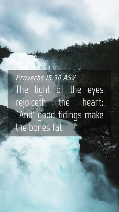Picture 04 - Proverbs 15:30 ASV Mobile Phone Wallpaper - The light of the eyes rejoiceth the heart; `And' - Mobile Bible Verse Wallpaper