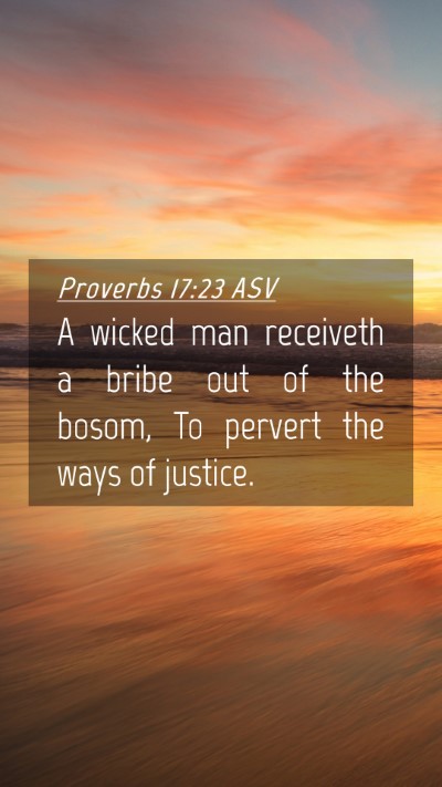 Picture 04 - Proverbs 17:23 ASV Mobile Phone Wallpaper - A wicked man receiveth a bribe out of the bosom, - Mobile Bible Verse Wallpaper