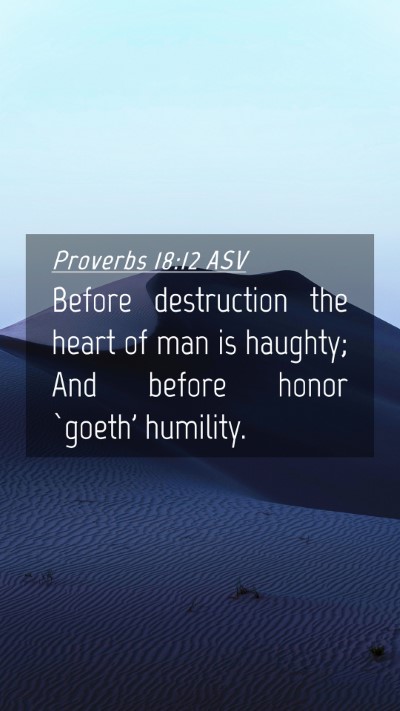 Picture 04 - Proverbs 18:12 ASV Mobile Phone Wallpaper - Before destruction the heart of man is haughty; - Mobile Bible Verse Wallpaper