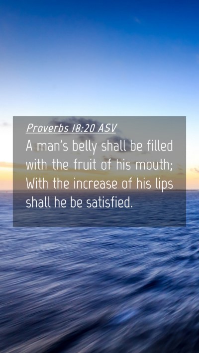 Picture 04 - Proverbs 18:20 ASV Mobile Phone Wallpaper - A man's belly shall be filled with the fruit of - Mobile Bible Verse Wallpaper