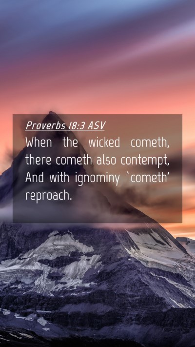 Picture 04 - Proverbs 18:3 ASV Mobile Phone Wallpaper - When the wicked cometh, there cometh also - Mobile Bible Verse Wallpaper