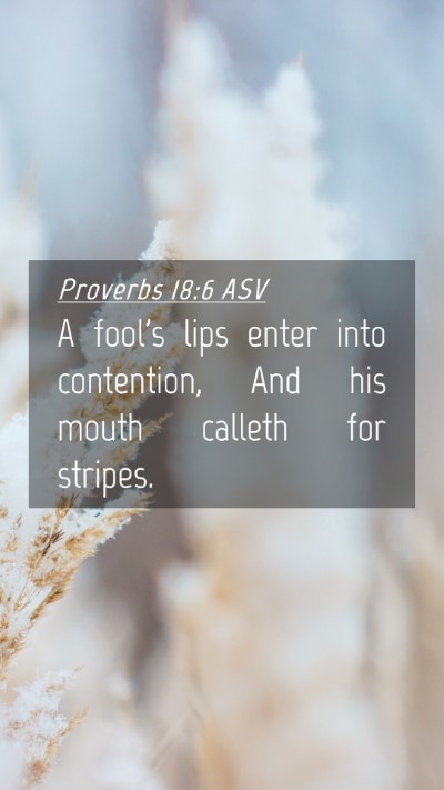 Picture 04 - Proverbs 18:6 ASV Mobile Phone Wallpaper - A fool's lips enter into contention, And his - Mobile Bible Verse Wallpaper