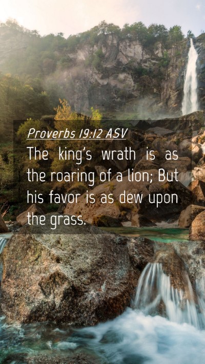 Picture 04 - Proverbs 19:12 ASV Mobile Phone Wallpaper - The king's wrath is as the roaring of a lion; But - Mobile Bible Verse Wallpaper