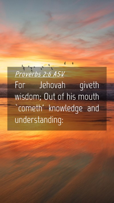 Picture 04 - Proverbs 2:6 ASV Mobile Phone Wallpaper - For Jehovah giveth wisdom; Out of his mouth - Mobile Bible Verse Wallpaper