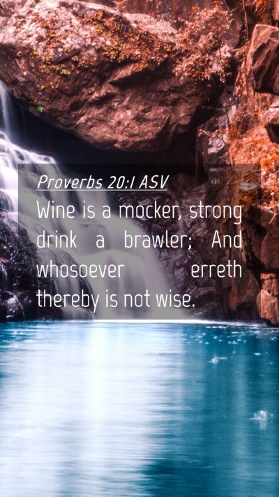 Picture 04 - Proverbs 20:1 ASV Mobile Phone Wallpaper - Wine is a mocker, strong drink a brawler; And - Mobile Bible Verse Wallpaper