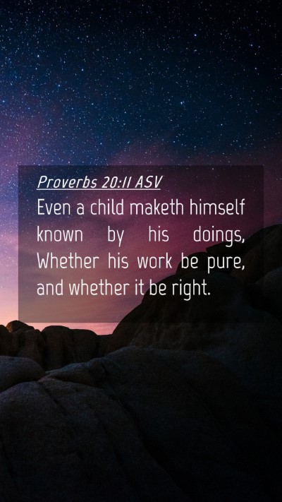 Picture 04 - Proverbs 20:11 ASV Mobile Phone Wallpaper - Even a child maketh himself known by his doings, - Mobile Bible Verse Wallpaper