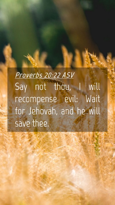 Picture 04 - Proverbs 20:22 ASV Mobile Phone Wallpaper - Say not thou, I will recompense evil: Wait for - Mobile Bible Verse Wallpaper