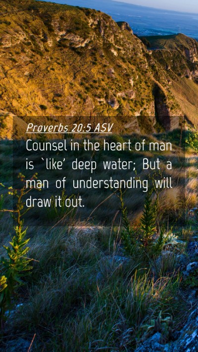Picture 04 - Proverbs 20:5 ASV Mobile Phone Wallpaper - Counsel in the heart of man is `like' deep water; - Mobile Bible Verse Wallpaper