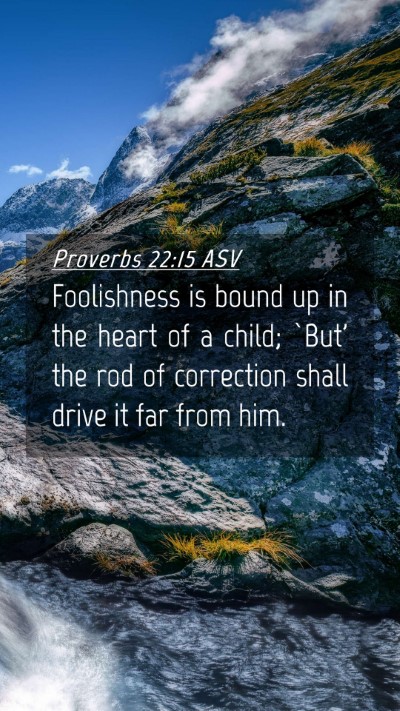 Picture 04 - Proverbs 22:15 ASV Mobile Phone Wallpaper - Foolishness is bound up in the heart of a child; - Mobile Bible Verse Wallpaper