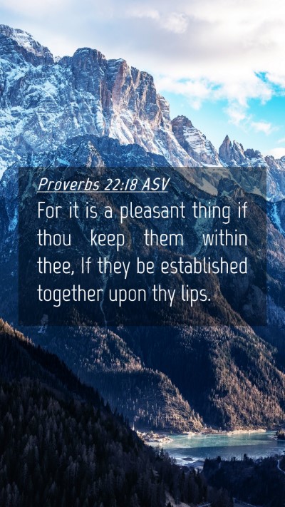 Picture 04 - Proverbs 22:18 ASV Mobile Phone Wallpaper - For it is a pleasant thing if thou keep them - Mobile Bible Verse Wallpaper