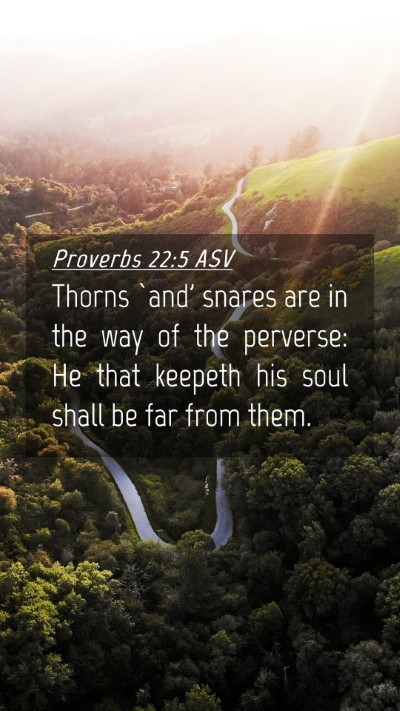 Picture 04 - Proverbs 22:5 ASV Mobile Phone Wallpaper - Thorns `and' snares are in the way of the - Mobile Bible Verse Wallpaper