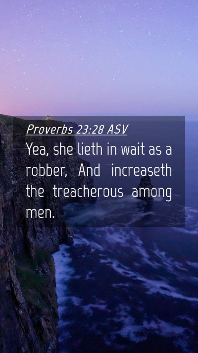 Picture 04 - Proverbs 23:28 ASV Mobile Phone Wallpaper - Yea, she lieth in wait as a robber, And - Mobile Bible Verse Wallpaper