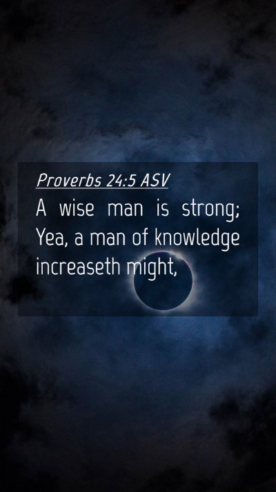 Picture 04 - Proverbs 24:5 ASV Mobile Phone Wallpaper - A wise man is strong; Yea, a man of knowledge - Mobile Bible Verse Wallpaper