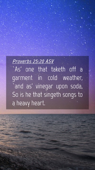 Picture 04 - Proverbs 25:20 ASV Mobile Phone Wallpaper - `As' one that taketh off a garment in cold - Mobile Bible Verse Wallpaper