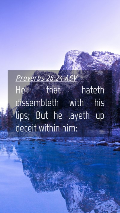 Picture 04 - Proverbs 26:24 ASV Mobile Phone Wallpaper - He that hateth dissembleth with his lips; But he - Mobile Bible Verse Wallpaper