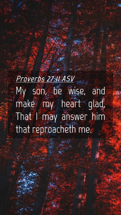 Picture 04 - Proverbs 27:11 ASV Mobile Phone Wallpaper - My son, be wise, and make my heart glad, That I - Mobile Bible Verse Wallpaper