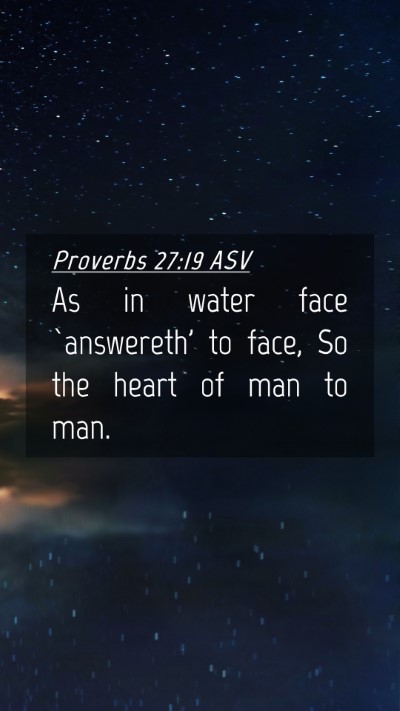 Picture 04 - Proverbs 27:19 ASV Mobile Phone Wallpaper - As in water face `answereth' to face, So the - Mobile Bible Verse Wallpaper