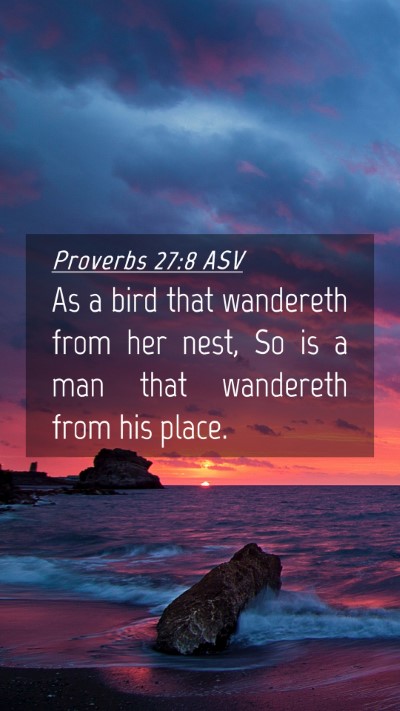 Picture 04 - Proverbs 27:8 ASV Mobile Phone Wallpaper - As a bird that wandereth from her nest, So is a - Mobile Bible Verse Wallpaper