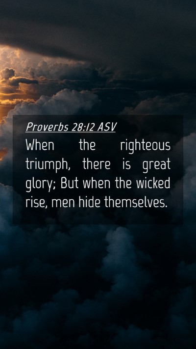 Picture 04 - Proverbs 28:12 ASV Mobile Phone Wallpaper - When the righteous triumph, there is great glory; - Mobile Bible Verse Wallpaper