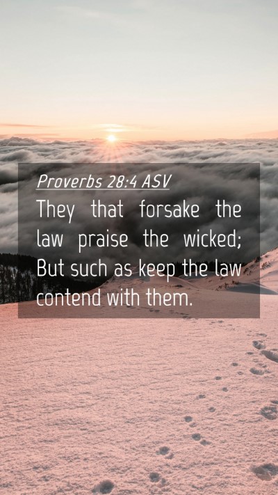 Picture 04 - Proverbs 28:4 ASV Mobile Phone Wallpaper - They that forsake the law praise the wicked; But - Mobile Bible Verse Wallpaper