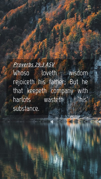 Picture 04 - Proverbs 29:3 ASV Mobile Phone Wallpaper - Whoso loveth wisdom rejoiceth his father; But he - Mobile Bible Verse Wallpaper