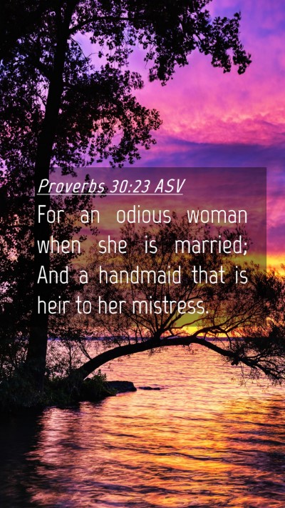 Picture 04 - Proverbs 30:23 ASV Mobile Phone Wallpaper - For an odious woman when she is married; And a - Mobile Bible Verse Wallpaper