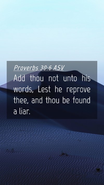 Picture 04 - Proverbs 30:6 ASV Mobile Phone Wallpaper - Add thou not unto his words, Lest he reprove - Mobile Bible Verse Wallpaper