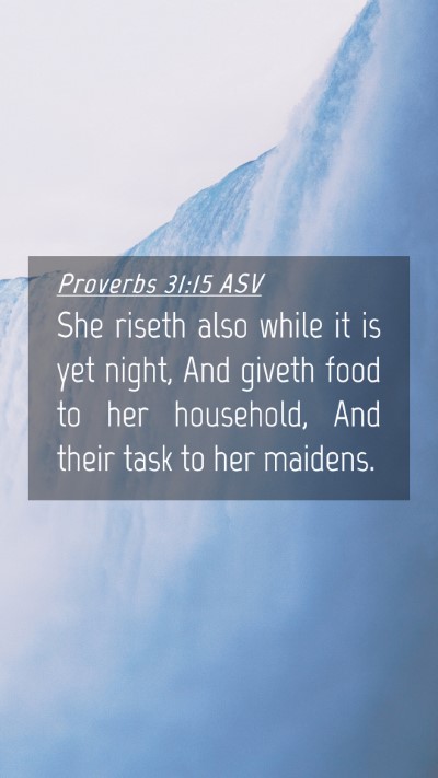 Picture 04 - Proverbs 31:15 ASV Mobile Phone Wallpaper - She riseth also while it is yet night, And giveth - Mobile Bible Verse Wallpaper
