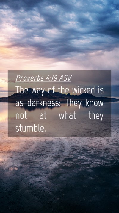 Picture 04 - Proverbs 4:19 ASV Mobile Phone Wallpaper - The way of the wicked is as darkness: They know - Mobile Bible Verse Wallpaper