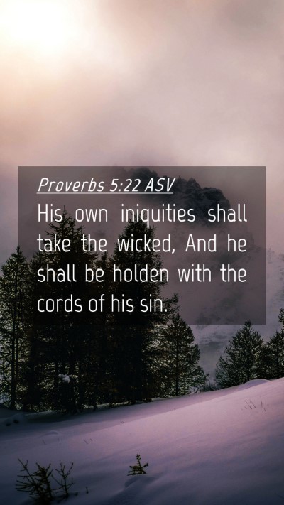 Picture 04 - Proverbs 5:22 ASV Mobile Phone Wallpaper - His own iniquities shall take the wicked, And he - Mobile Bible Verse Wallpaper