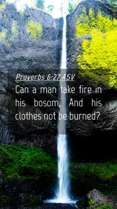 Picture 04 - Proverbs 6:27 ASV Mobile Phone Wallpaper - Can a man take fire in his bosom, And his clothes - Mobile Bible Verse Wallpaper