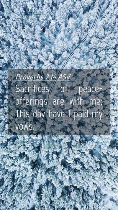 Picture 04 - Proverbs 7:14 ASV Mobile Phone Wallpaper - Sacrifices of peace-offerings are with me; This - Mobile Bible Verse Wallpaper