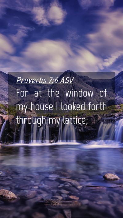 Picture 04 - Proverbs 7:6 ASV Mobile Phone Wallpaper - For at the window of my house I looked forth - Mobile Bible Verse Wallpaper