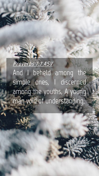 Picture 04 - Proverbs 7:7 ASV Mobile Phone Wallpaper - And I beheld among the simple ones, I discerned - Mobile Bible Verse Wallpaper