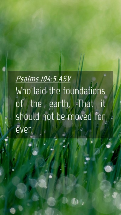 Picture 04 - Psalms 104:5 ASV Mobile Phone Wallpaper - Who laid the foundations of the earth, That it - Mobile Bible Verse Wallpaper