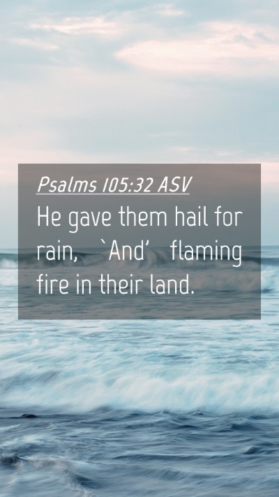 Picture 04 - Psalms 105:32 ASV Mobile Phone Wallpaper - He gave them hail for rain, `And' flaming fire in - Mobile Bible Verse Wallpaper