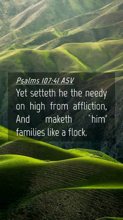 Picture 04 - Psalms 107:41 ASV Mobile Phone Wallpaper - Yet setteth he the needy on high from affliction, - Mobile Bible Verse Wallpaper