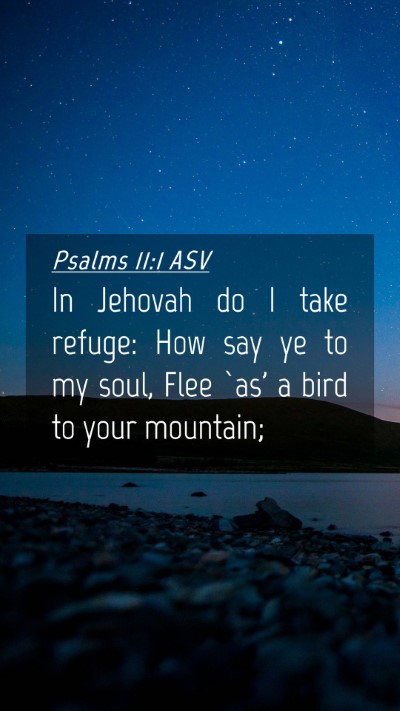 Picture 04 - Psalms 11:1 ASV Mobile Phone Wallpaper - In Jehovah do I take refuge: How say ye to my - Mobile Bible Verse Wallpaper