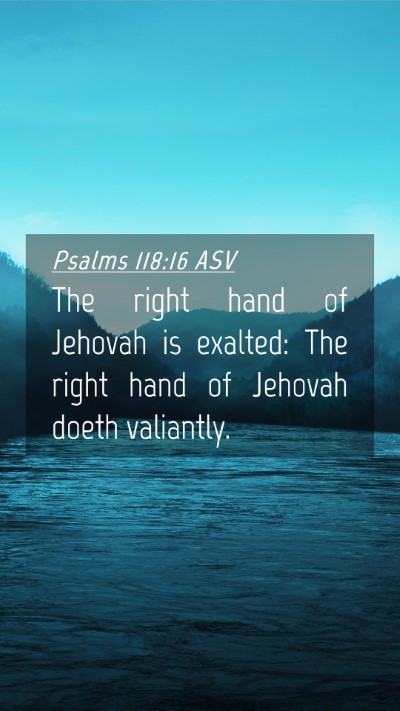 Picture 04 - Psalms 118:16 ASV Mobile Phone Wallpaper - The right hand of Jehovah is exalted: The right - Mobile Bible Verse Wallpaper