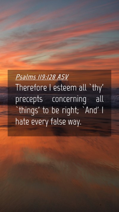 Picture 04 - Psalms 119:128 ASV Mobile Phone Wallpaper - Therefore I esteem all `thy' precepts concerning - Mobile Bible Verse Wallpaper