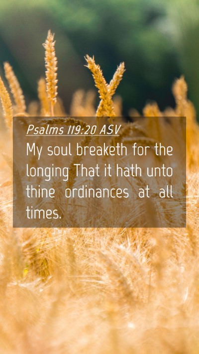Picture 04 - Psalms 119:20 ASV Mobile Phone Wallpaper - My soul breaketh for the longing That it hath - Mobile Bible Verse Wallpaper