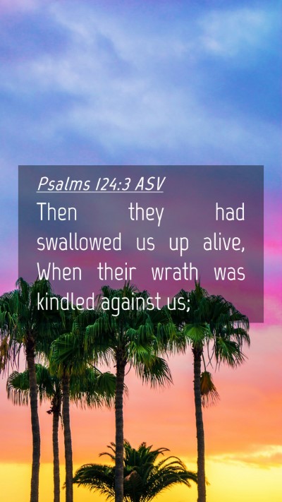 Picture 04 - Psalms 124:3 ASV Mobile Phone Wallpaper - Then they had swallowed us up alive, When their - Mobile Bible Verse Wallpaper