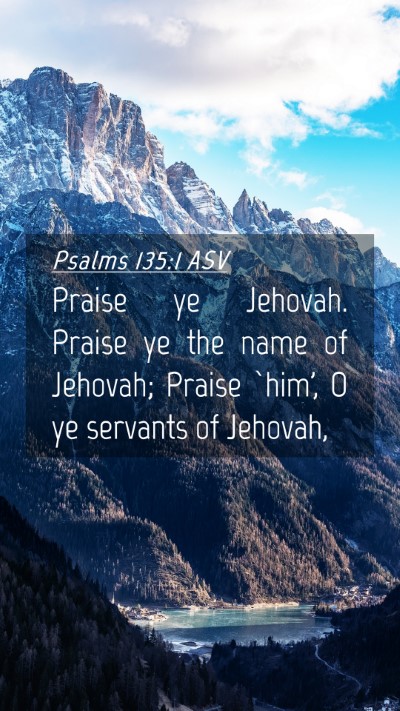 Picture 04 - Psalms 135:1 ASV Mobile Phone Wallpaper - Praise ye Jehovah. Praise ye the name of Jehovah; - Mobile Bible Verse Wallpaper