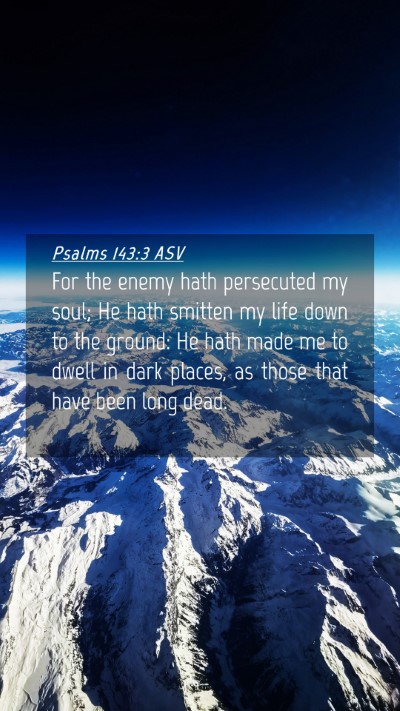 Picture 04 - Psalms 143:3 ASV Mobile Phone Wallpaper - For the enemy hath persecuted my soul; He hath - Mobile Bible Verse Wallpaper